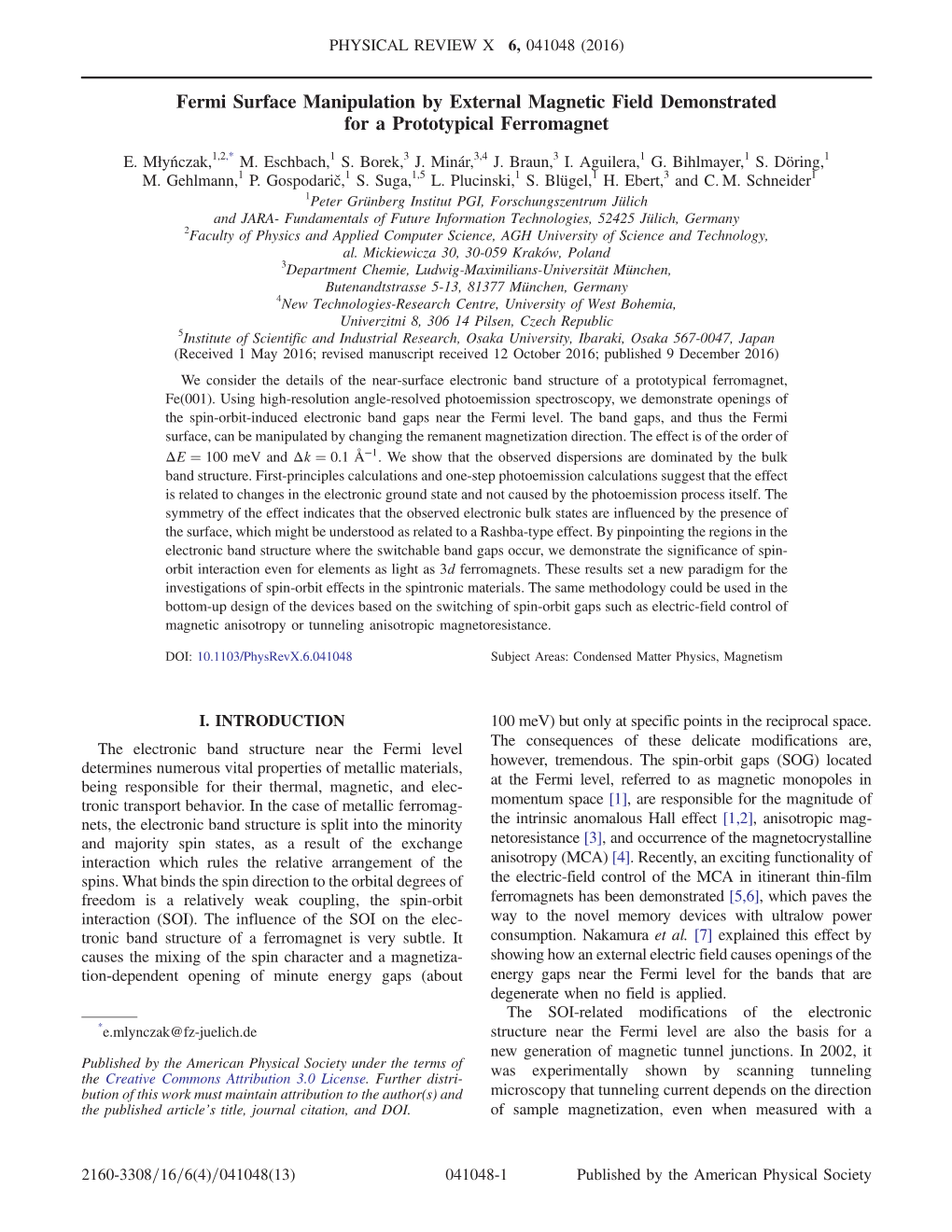 Fermi Surface Manipulation by External Magnetic Field Demonstrated for a Prototypical Ferromagnet