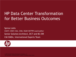 HP Data Center Transformation for Better Business Outcomes