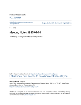 Meeting Notes 1987-09-14