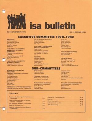 Isa Bulletin NO 19 (PRINTEMPS 1979) NO