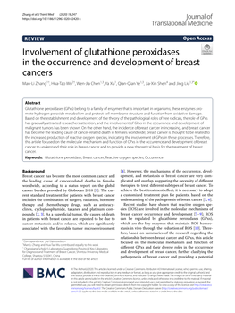 Involvement of Glutathione Peroxidases in the Occurrence And