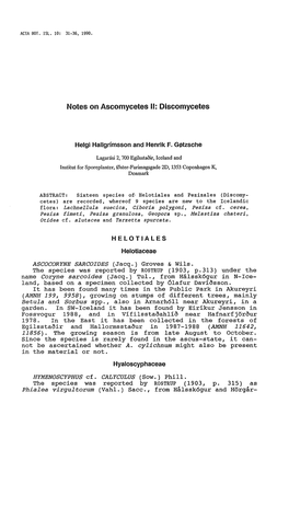 Notes on Ascomycetes 11: Discomycetes