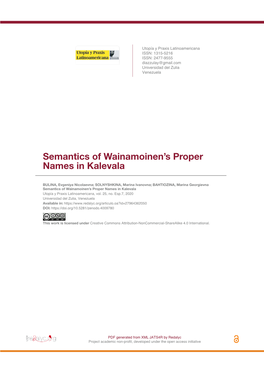 Semantics of Wainamoinen's Proper Names in Kalevala