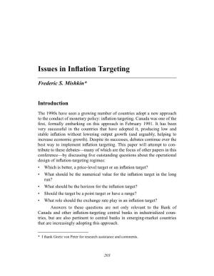 Issues in Inflation Targeting 205