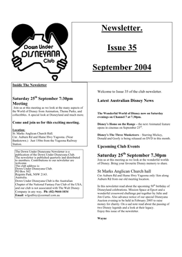 Newsletter. Issue 35 September 2004