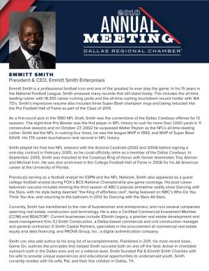 EMMITT SMITH President & CEO, Emmitt Smith Enterprises