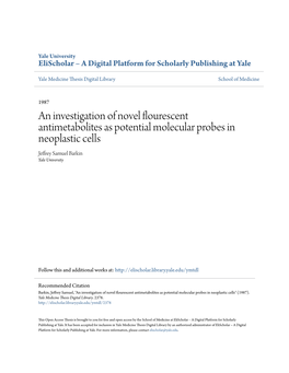 An Investigation of Novel Flourescent Antimetabolites As Potential Molecular Probes in Neoplastic Cells Jeffrey Samuel Barkin Yale University