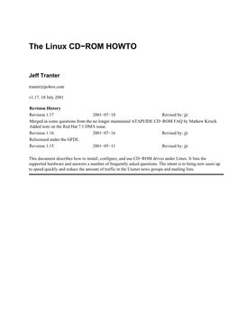 The Linux CD-ROM HOWTO