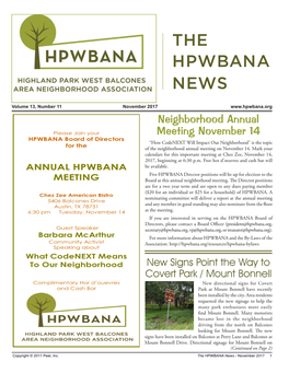 Neighborhood Annual Meeting November 14