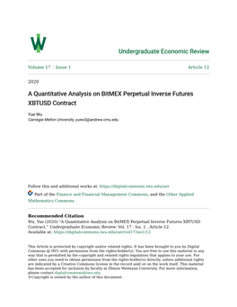 A Quantitative Analysis on Bitmex Perpetual Inverse Futures XBTUSD Contract