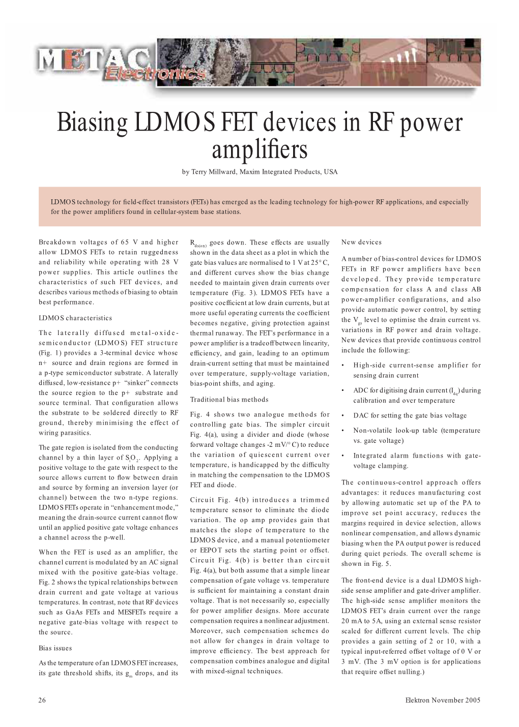 Biasing LDMOS FET Devices in RF Power Amplifiers