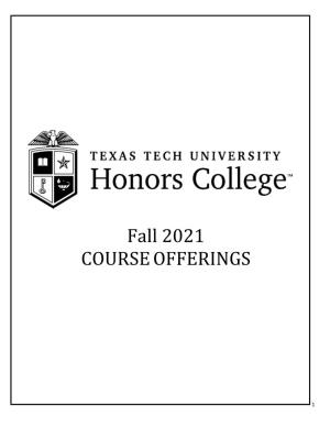 Honors College Fall 2021 Course Offerings