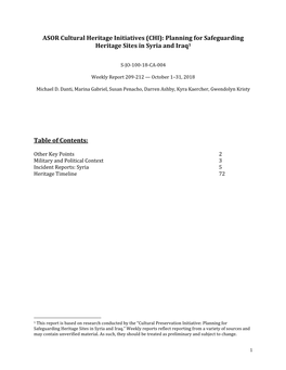 ASOR Cultural Heritage Initiatives (CHI): Planning for Safeguarding Heritage Sites in Syria and Iraq1