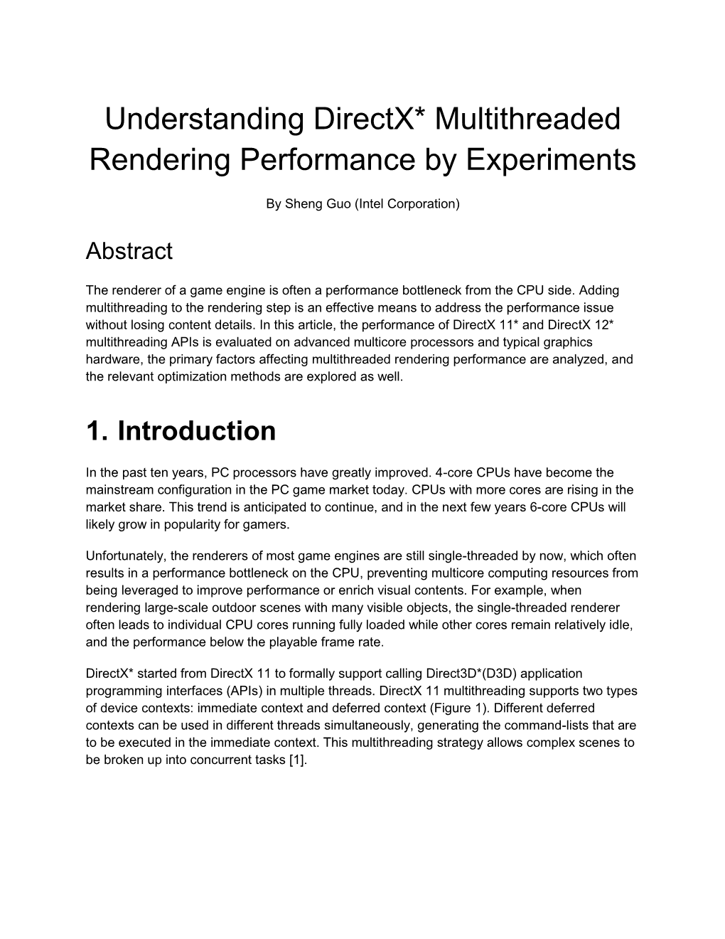 Understanding Directx* Multithreaded Rendering Performance by Experiments