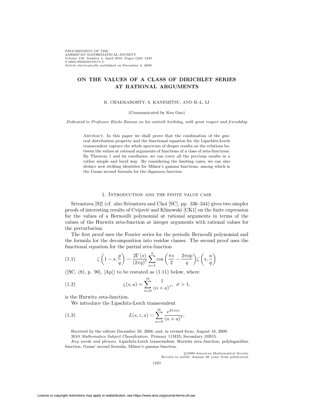 On the Values of a Class of Dirichlet Series at Rational Arguments