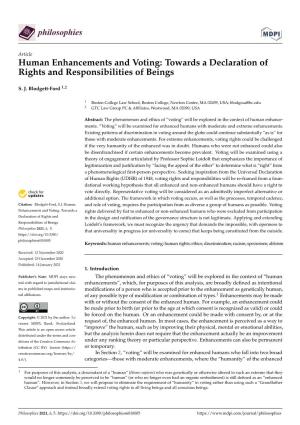 Human Enhancements and Voting: Towards a Declaration of Rights and Responsibilities of Beings
