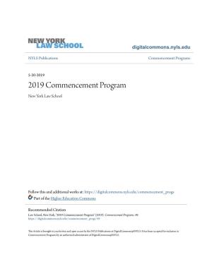 2019 Commencement Program New York Law School