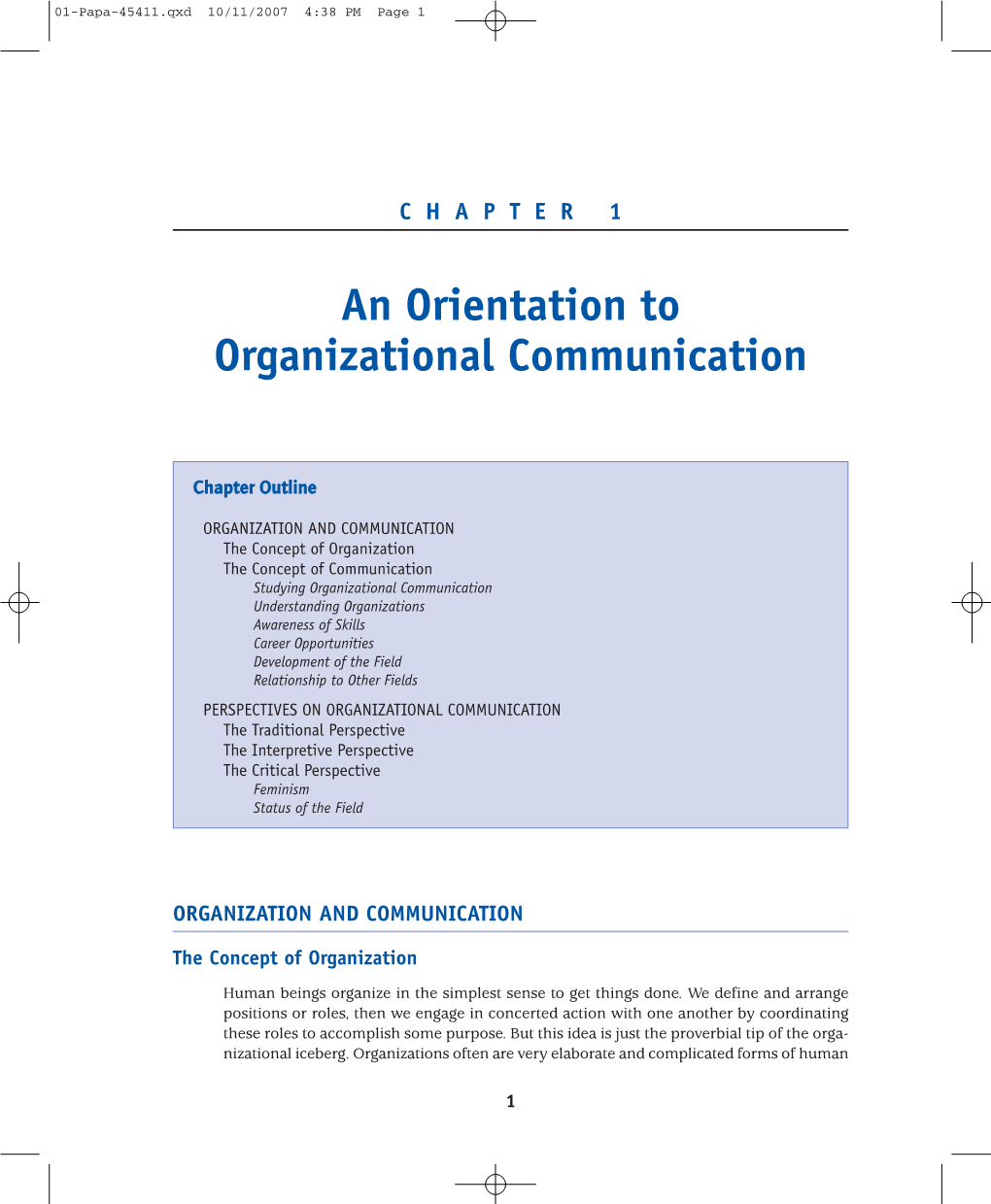 An Orientation to Organizational Communication