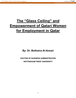 And Empowerment of Qatari Women for Employment in Qatar