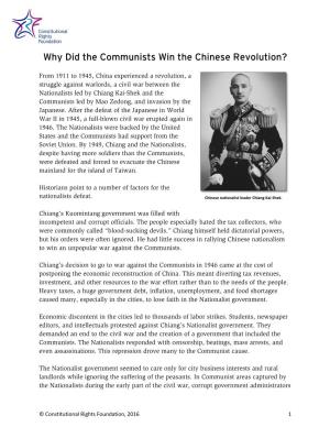 Why Did the Communists Win the Chinese Revolution?