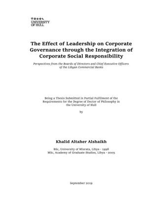 The Effect of Leadership on Corporate Governance Through the Integration of Corporate Social Responsibility