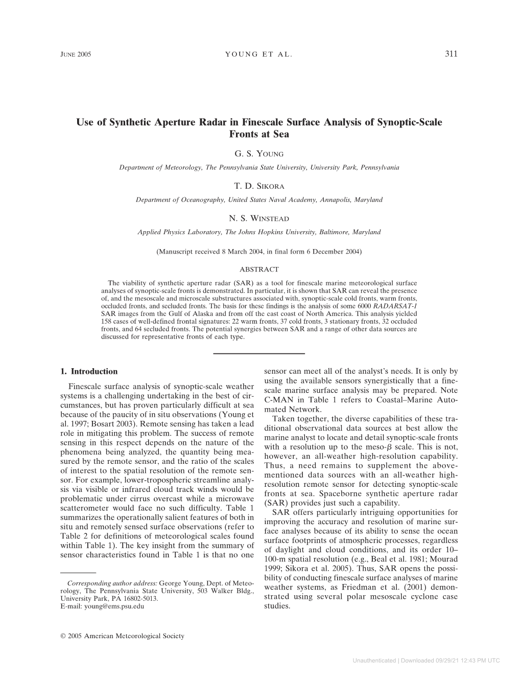 Use of Synthetic Aperture Radar in Finescale Surface Analysis of Synoptic-Scale Fronts at Sea