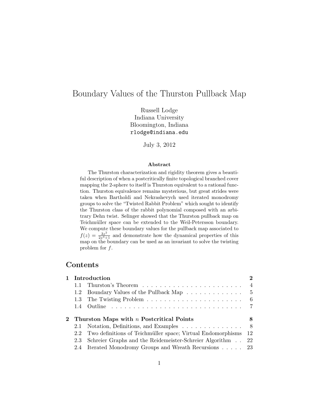 Boundary Values of the Thurston Pullback Map