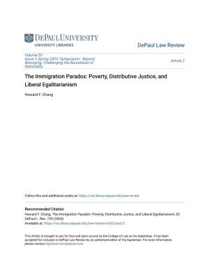 The Immigration Paradox: Poverty, Distributive Justice, and Liberal Egalitarianism
