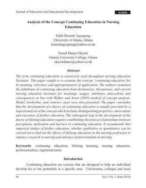 Analysis of the Concept Continuing Education in Nursing Education