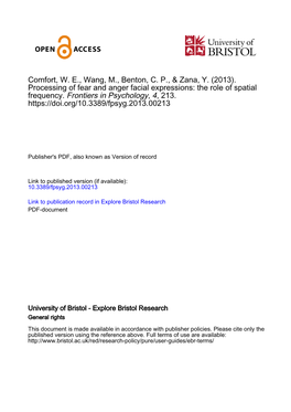 Processing of Fear and Anger Facial Expressions: the Role of Spatial Frequency