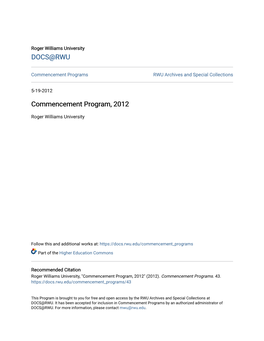 Commencement Program, 2012