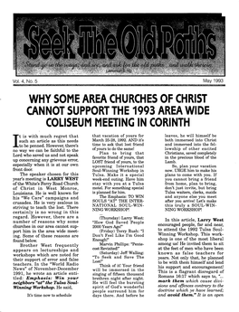 Why Some Area Churches of Christ Cannot Support the 1993 Area Wide Coliseum Meeting in Corinth