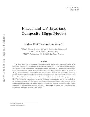 Flavor and CP Invariant Composite Higgs Models