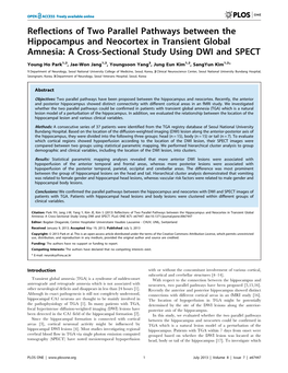 Reflections of Two Parallel Pathways Between the Hippocampus and Neocortex in Transient Global Amnesia: a Cross-Sectional Study Using DWI and SPECT