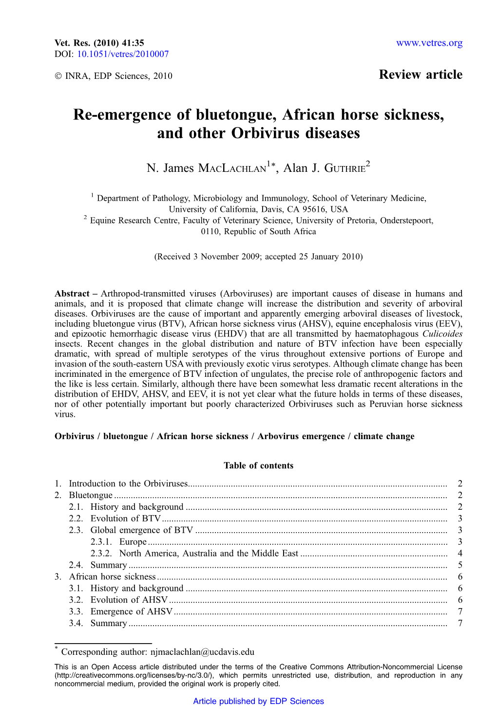 Re-Emergence of Bluetongue, African Horse Sickness, and Other Orbivirus Diseases