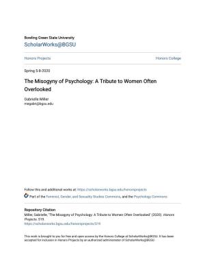 The Misogyny of Psychology: a Tribute to Women Often Overlooked