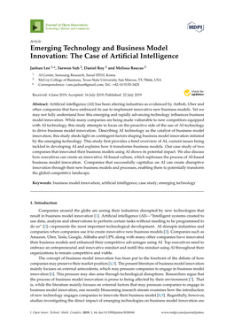 Emerging Technology and Business Model Innovation: the Case of Artiﬁcial Intelligence