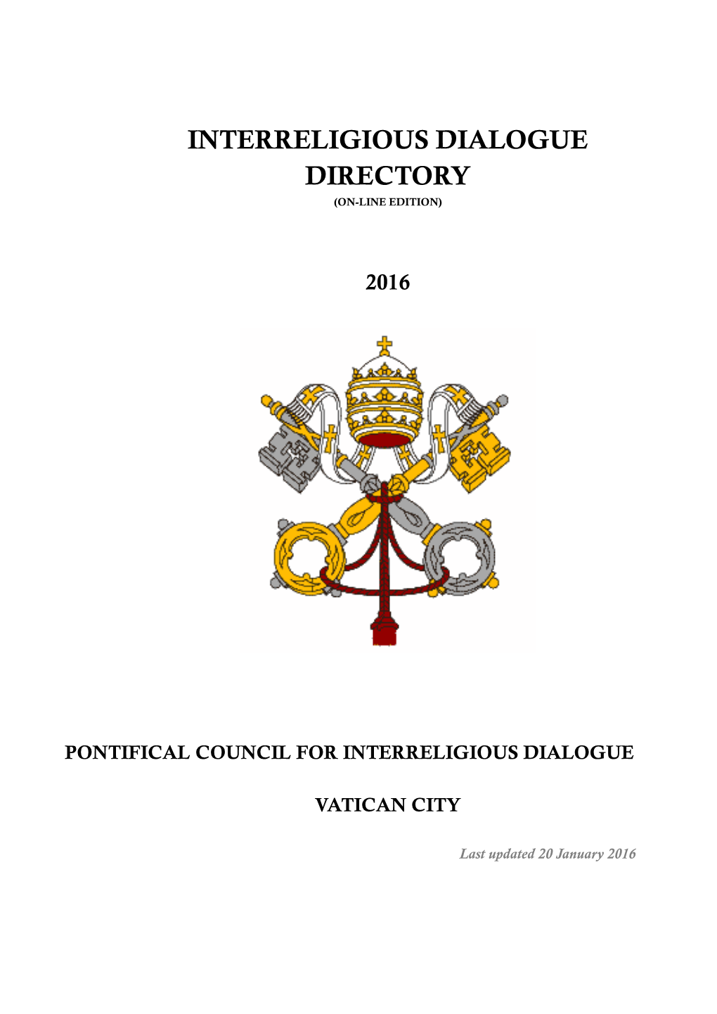 Interreligious Dialogue Directory 2016