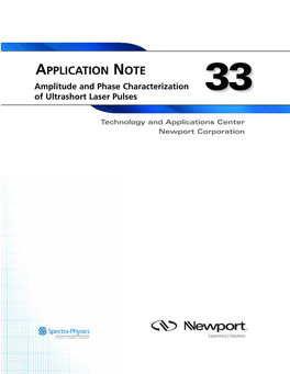 APPLICATION NOTE Amplitude and Phase Characterization 3333 of Ultrashort Laser Pulses