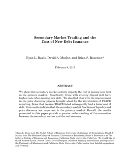 Secondary Market Trading and the Cost of New Debt Issuance