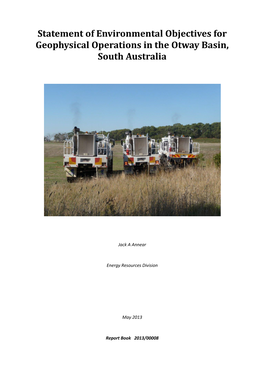 Statement of Environmental Objectives for Geophysical Operations in the Otway Basin, South Australia