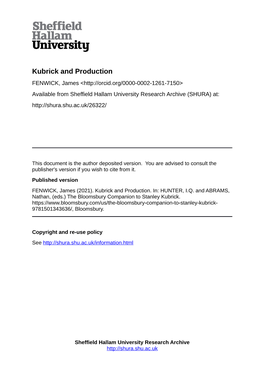 Kubrick and Production