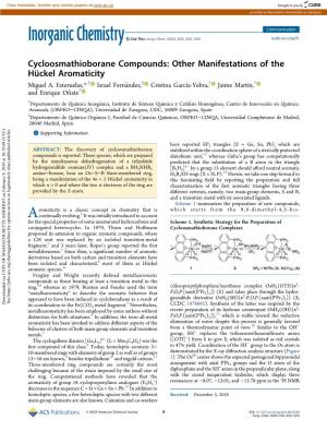 Cycloosmathioborane Compounds: Other Manifestations of the Hückel
