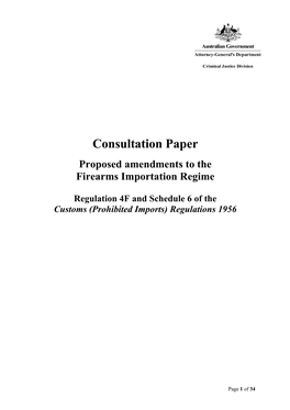 Consultation Paper Proposed Amendments to the Firearms Importation Regime