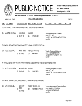 Broadcast Applications 2/6/2012