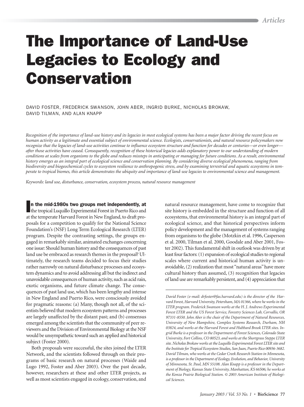 The Importance of Land-Use Legacies to Ecology and Conservation