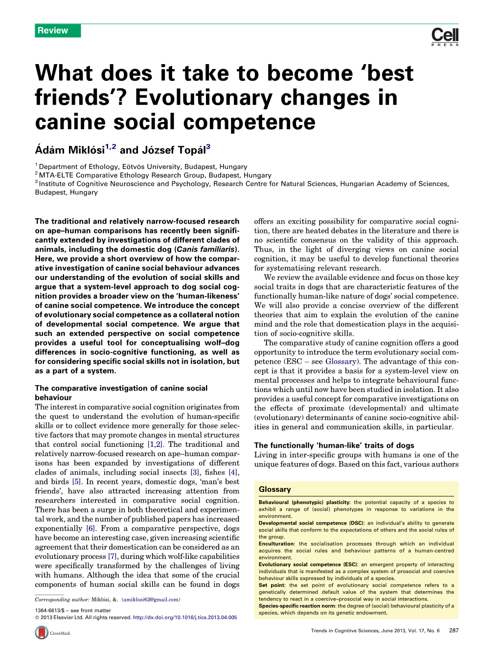 Evolutionary Changes in Canine Social Competence