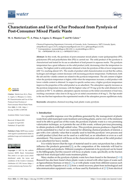 Characterization and Use of Char Produced from Pyrolysis of Post-Consumer Mixed Plastic Waste