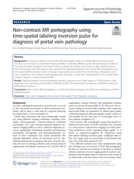 Non-Contrast MR Portography Using Time-Spatial Labeling Inversion