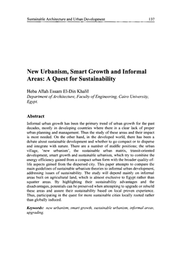 New Urbanism, Smart Growth and Informal Areas: a Quest for Sustainability